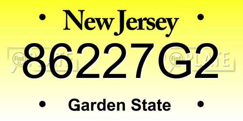 86227G2 New Jersey License Plate