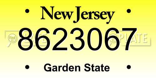8623067 New Jersey License Plate