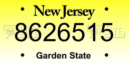 8626515 New Jersey License Plate