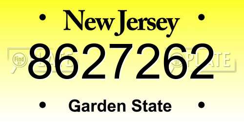 8627262 New Jersey License Plate