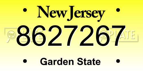 8627267 New Jersey License Plate