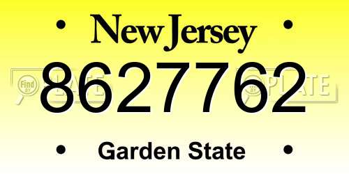 8627762 New Jersey License Plate