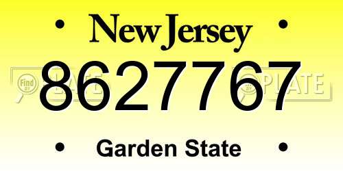 8627767 New Jersey License Plate