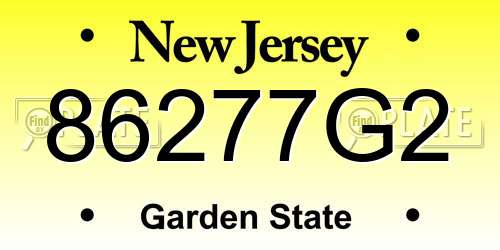 86277G2 New Jersey License Plate