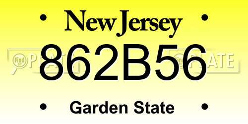 862B56 New Jersey License Plate
