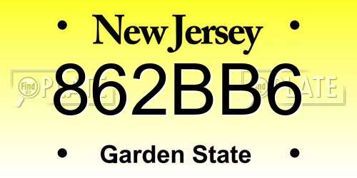 862BB6 New Jersey License Plate