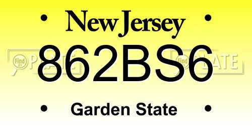 862BS6 New Jersey License Plate