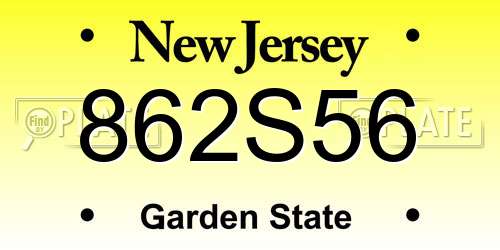 862S56 New Jersey License Plate