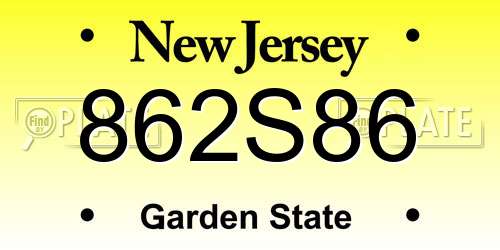 862S86 New Jersey License Plate
