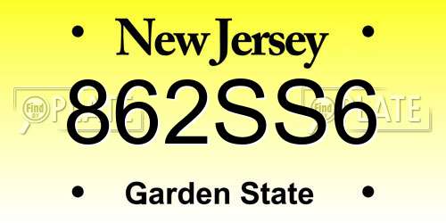 862SS6 New Jersey License Plate