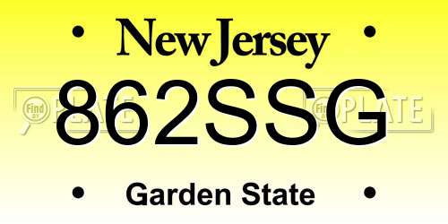 862SSG New Jersey License Plate