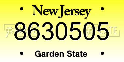 8630505 New Jersey License Plate
