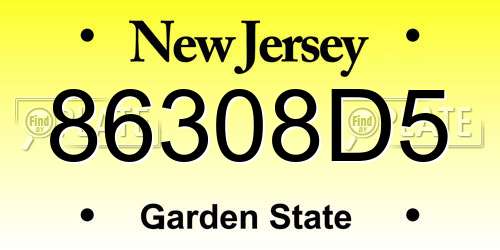 86308D5 New Jersey License Plate