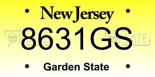 8631GS New Jersey License Plate