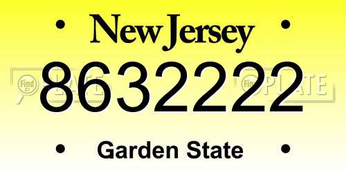 8632222 New Jersey License Plate