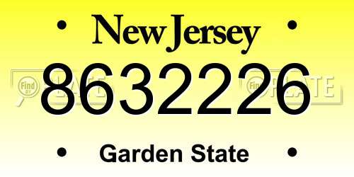 8632226 New Jersey License Plate