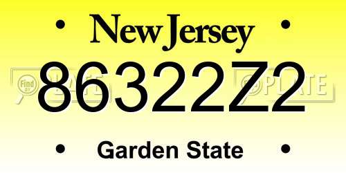 86322Z2 New Jersey License Plate