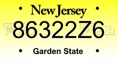 86322Z6 New Jersey License Plate