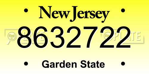 8632722 New Jersey License Plate