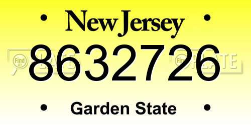 8632726 New Jersey License Plate