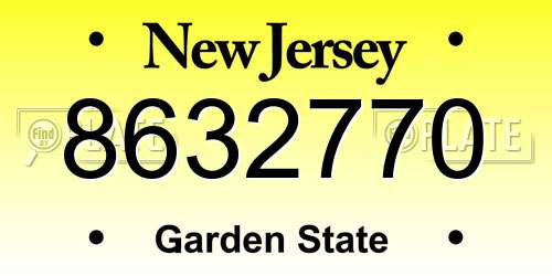 8632770 New Jersey License Plate