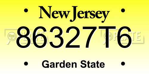 86327T6 New Jersey License Plate