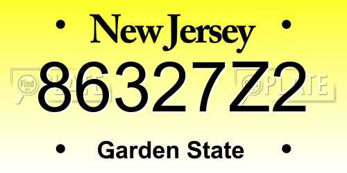 86327Z2 New Jersey License Plate