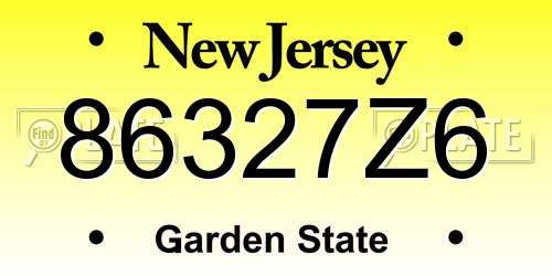 86327Z6 New Jersey License Plate