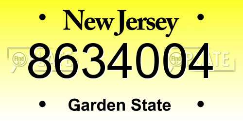 8634004 New Jersey License Plate