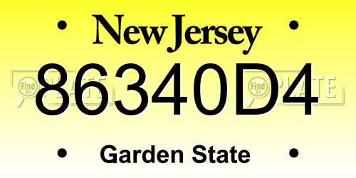 86340D4 New Jersey License Plate