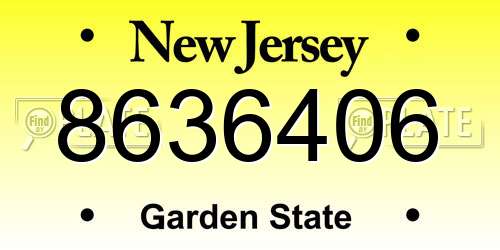 8636406 New Jersey License Plate