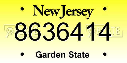 8636414 New Jersey License Plate
