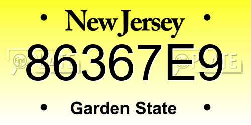 86367E9 New Jersey License Plate