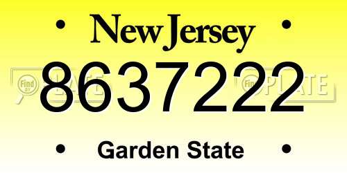 8637222 New Jersey License Plate