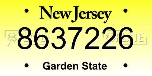 8637226 New Jersey License Plate