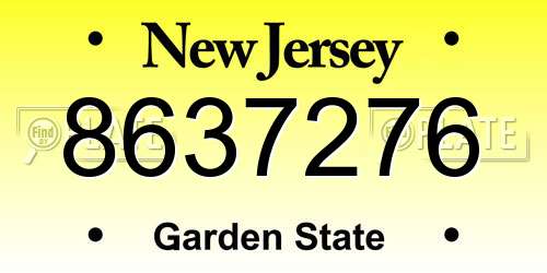8637276 New Jersey License Plate