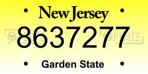 8637277 New Jersey License Plate