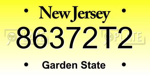 86372T2 New Jersey License Plate