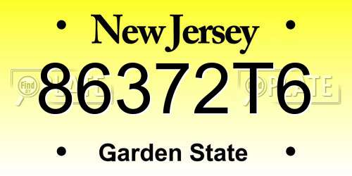 86372T6 New Jersey License Plate