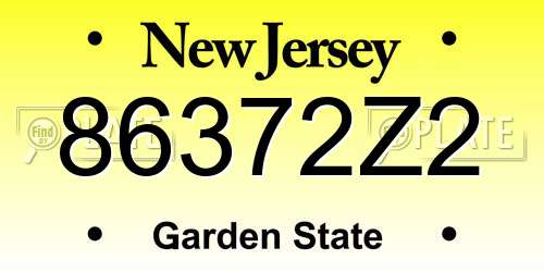 86372Z2 New Jersey License Plate