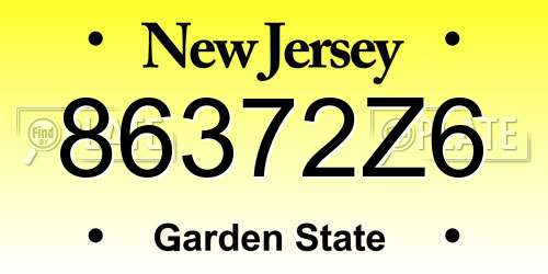 86372Z6 New Jersey License Plate