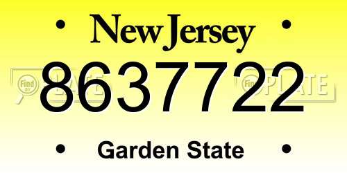 8637722 New Jersey License Plate
