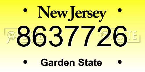 8637726 New Jersey License Plate