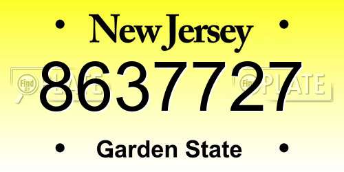 8637727 New Jersey License Plate