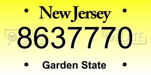 8637770 New Jersey License Plate