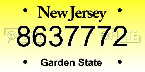 8637772 New Jersey License Plate