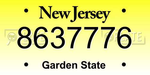 8637776 New Jersey License Plate