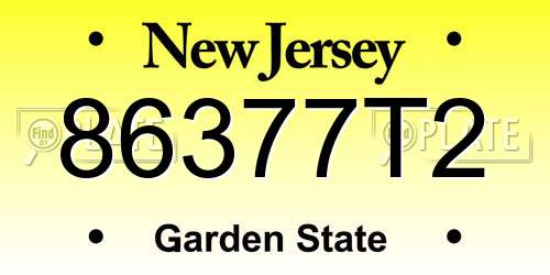 86377T2 New Jersey License Plate
