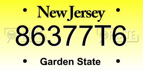 86377T6 New Jersey License Plate