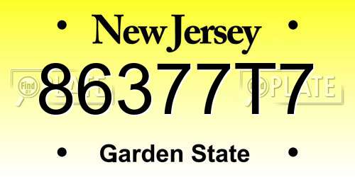 86377T7 New Jersey License Plate